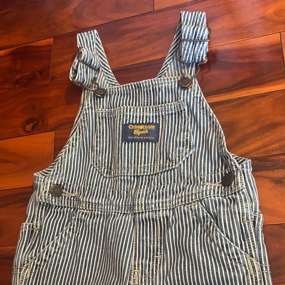 OshKosh B'gosh Navy and White Pinstripe Baby Overalls